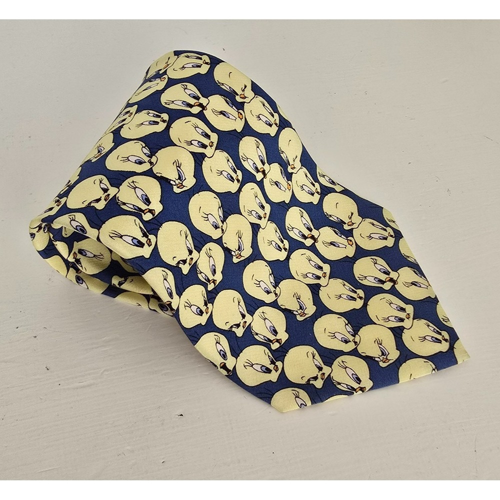 VTG 1995 Warner Bros Mens Tweety Bird Looney Tunes Silk Necktie Timeless Novelty